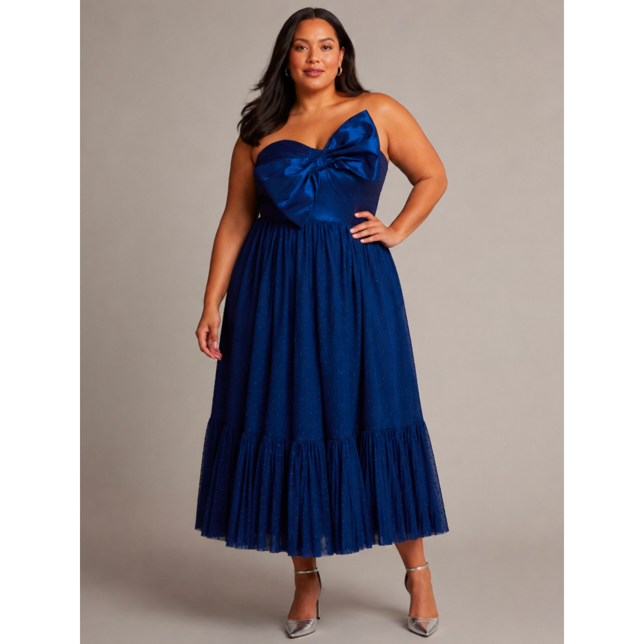 Hutch Anthropologie Blue Bow Front Tulle Midi Dress Size 16w